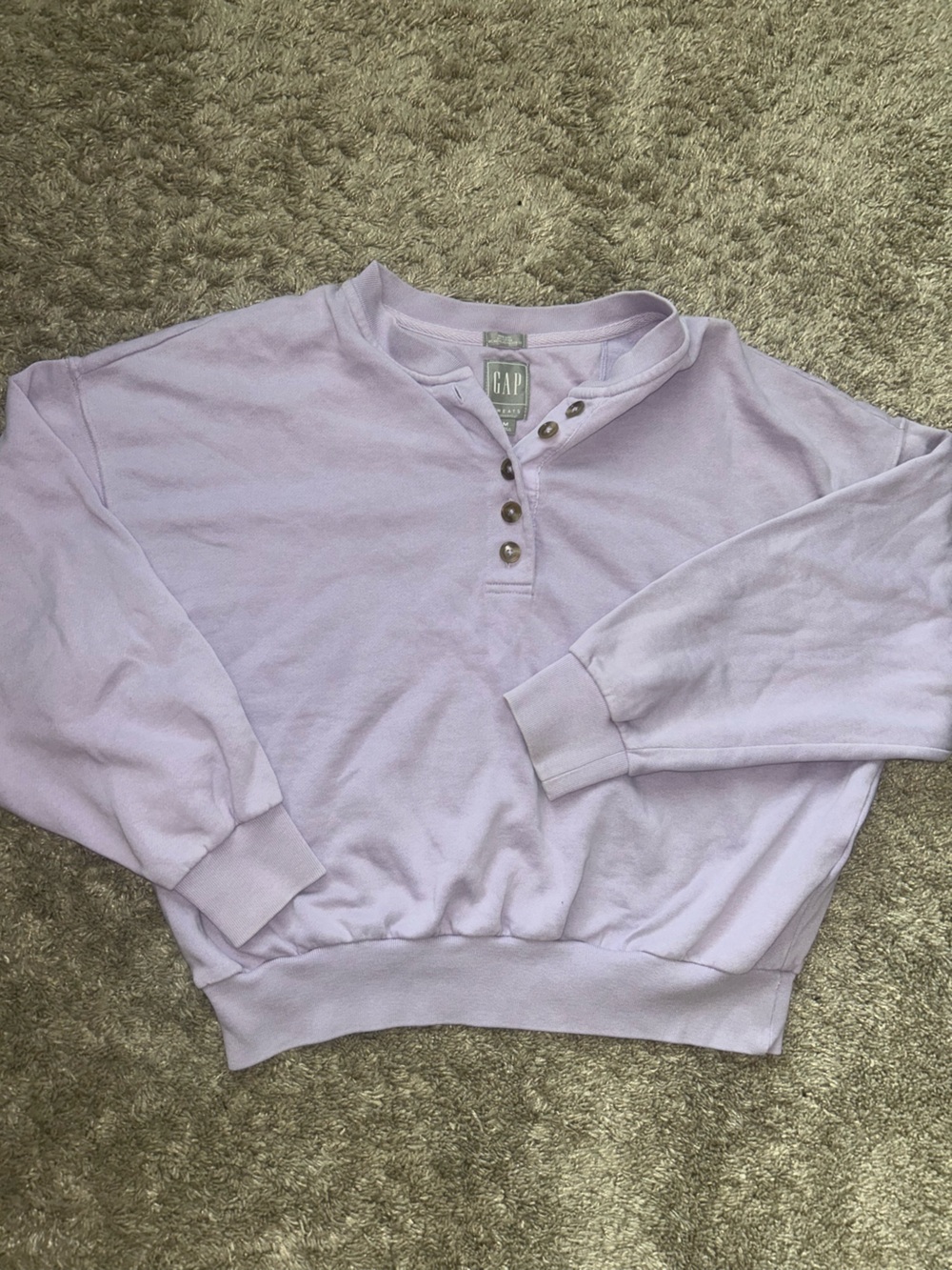 GAP Lavender Henley Crewneck Sweater